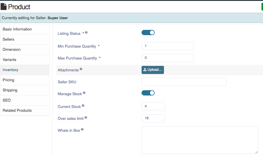 Individual Product Setting